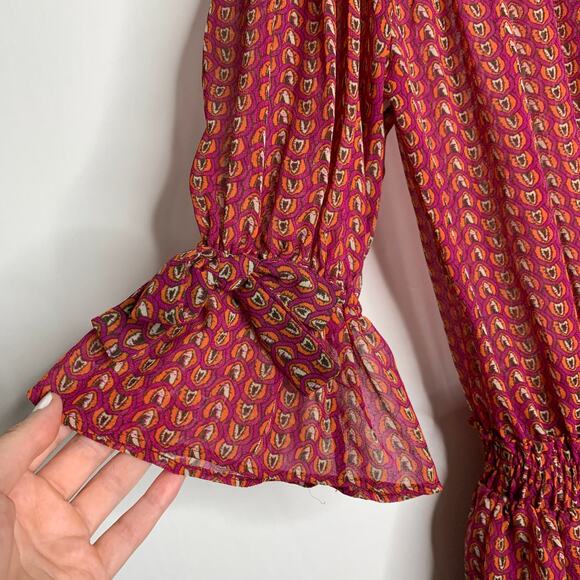 Misa Los Angeles Inge Printed Ruffle Mini Dress Womens Small New - Picture 10 of 16